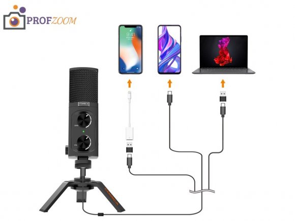 Студийный USB-микрофон Comica STM-USB с поп-фильтром Студийный USB-микрофон Comica STM-USB с поп-фильтром