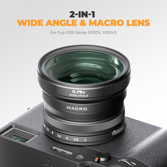 Объектив Freewell 2-in-1 Wide Angle & Macro для Fujifilm X100VI/X100V, серебристый