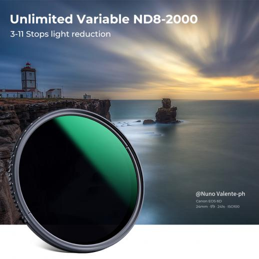 Светофильтр K&F Concept Vari ND8-2000 Nano-A 62mm