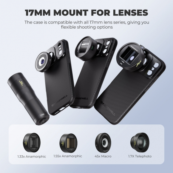 Чехол Freewell Filmmaker для iPhone 17 Pro с креплением 17 мм и магнитным фильтром Чехол Freewell Filmmaker для iPhone 17 Pro с креплением 17 мм и магнитным фильтром