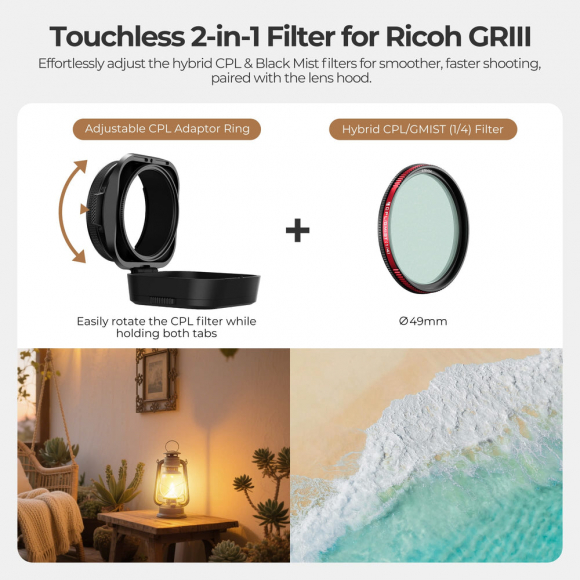 Бленда Freewell Real Lens Hood с фильтром CPL/Black Mist 1/4 для Ricoh GR III Бленда Freewell Real Lens Hood с фильтром CPL/Black Mist 1/4 для Ricoh GR III