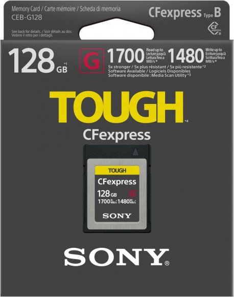 Карта памяти Sony CFexpress Type B Tough 128 ГБ (CEB-G128) для фотокамер и цифровой техники Карта памяти Sony CFexpress Type B Tough 128 ГБ (CEB-G128) для фотокамер и цифровой техники