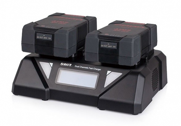 Двухканальное зарядное SWIT S-3812S для V-mount до 6 А, ЖК-экран, выход XLR