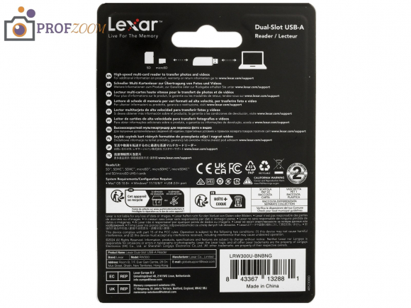Кард-ридер Lexar RW310 Dual-Slot SD microSD Card Reader USB 3.2 Type-c