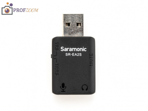 USB-аудиоадаптер Saramonic SR-EA2S для микрофонов 3,5 мм с выходом на наушники и кнопкой Mute