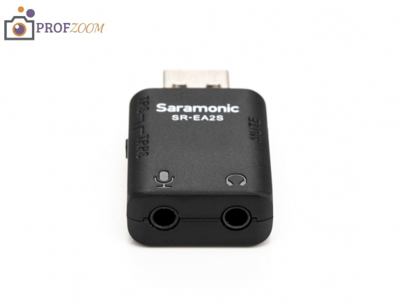 USB-аудиоадаптер Saramonic SR-EA2S для микрофонов 3,5 мм с выходом на наушники и кнопкой Mute