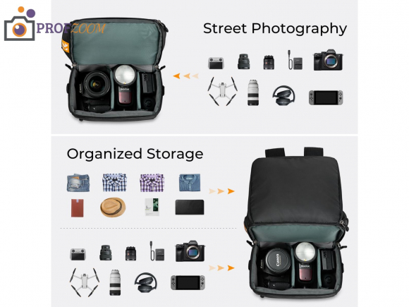 Сумка-рюкзак K&F Concept Collapsible Camera Bag 2 Way 22L Чёрная Сумка-рюкзак K&F Concept Collapsible Camera Bag 2 Way 22L Чёрная