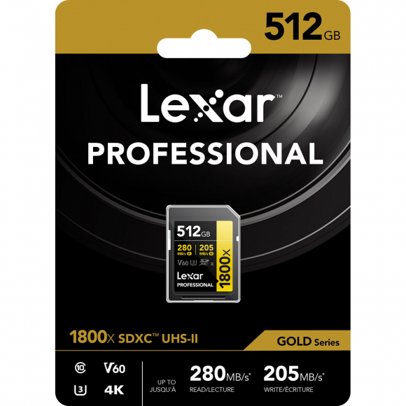 Карта памяти Lexar GOLD SDXC 512 ГБ V60 1800x [LSD1800512G-BNNNG]