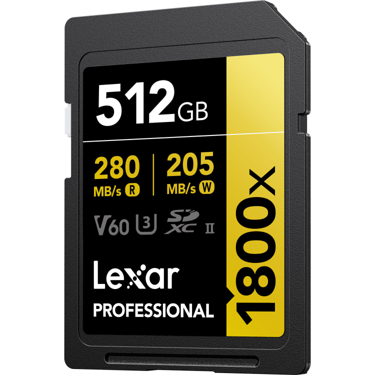 Объём 512 ГБ Lexar Gold SDXC 512GB
