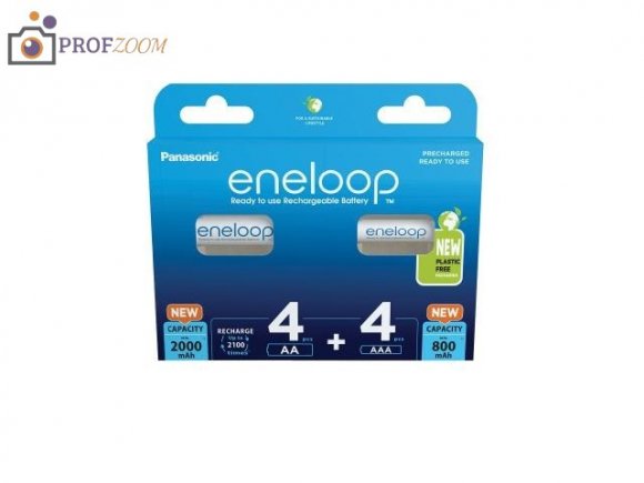 Набор аккумуляторов Panasonic eneloop BK-KJMCDE44E: 4× AA 2000 и 4× AAA 800 мА·ч Набор аккумуляторов Panasonic eneloop BK-KJMCDE44E: 4× AA 2000 и 4× AAA 800 мА·ч